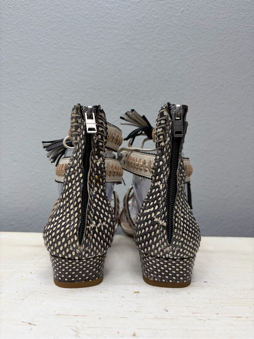 Coach Demi Wedge Leather Sandals Size 7 - Picture 5 of 8